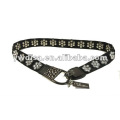 women's PU belt with black elastic, clear rhinestones, alloy accessories with gun-metal